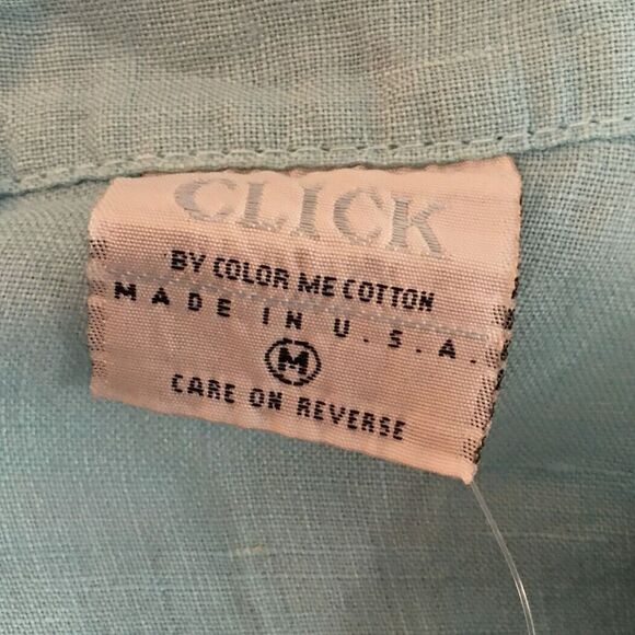 Click Color Me Cotton Top Women's Size Medium Light Blue Button Up 3/4 Sleeve - Picture 7 of 9